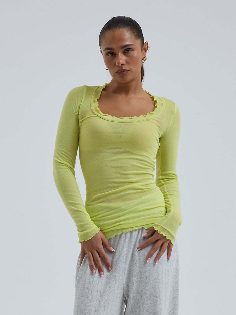 Seamless Basic Cotton Romance | Bomuld L/S T-Shirt Neon Yellow