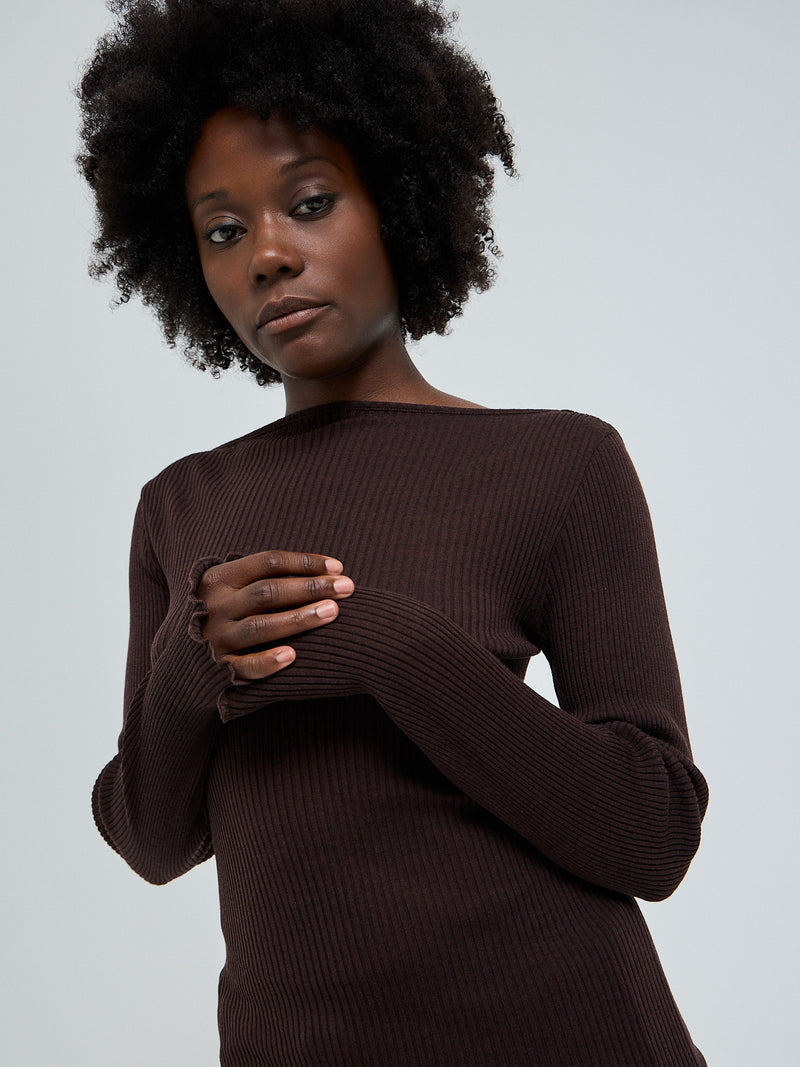 Seamless Basic Elegante | Merinould L/S T-Shirt Dark Brown