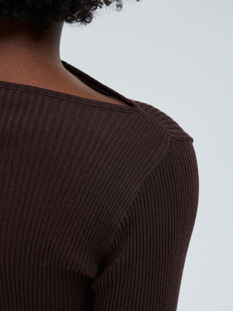 Seamless Basic Elegante | Merinould L/S T-Shirt Dark Brown