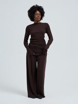Seamless Basic Elegante | Merinould L/S T-Shirt Dark Brown