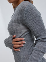 Seamless Basic Elegante | Merinould L/S T-Shirt Gråmelange