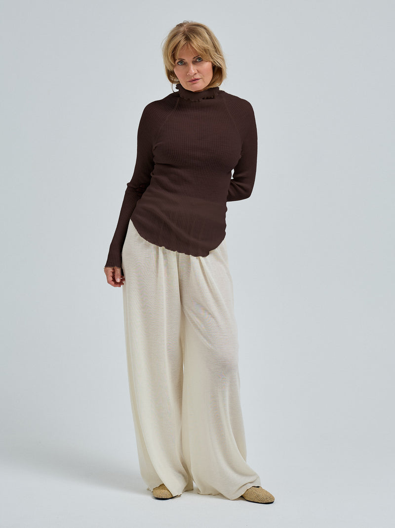 Seamless Basic Fiori | Merinould L/S T-Shirt Dark Brown