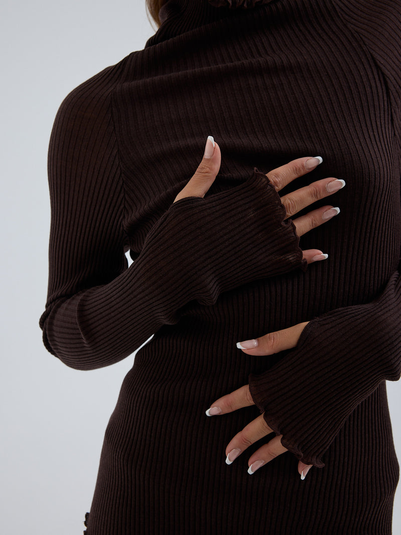 Seamless Basic Fiori | Merinould L/S T-Shirt Dark Brown