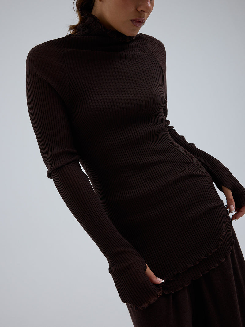 Seamless Basic Fiori | Merinould L/S T-Shirt Dark Brown