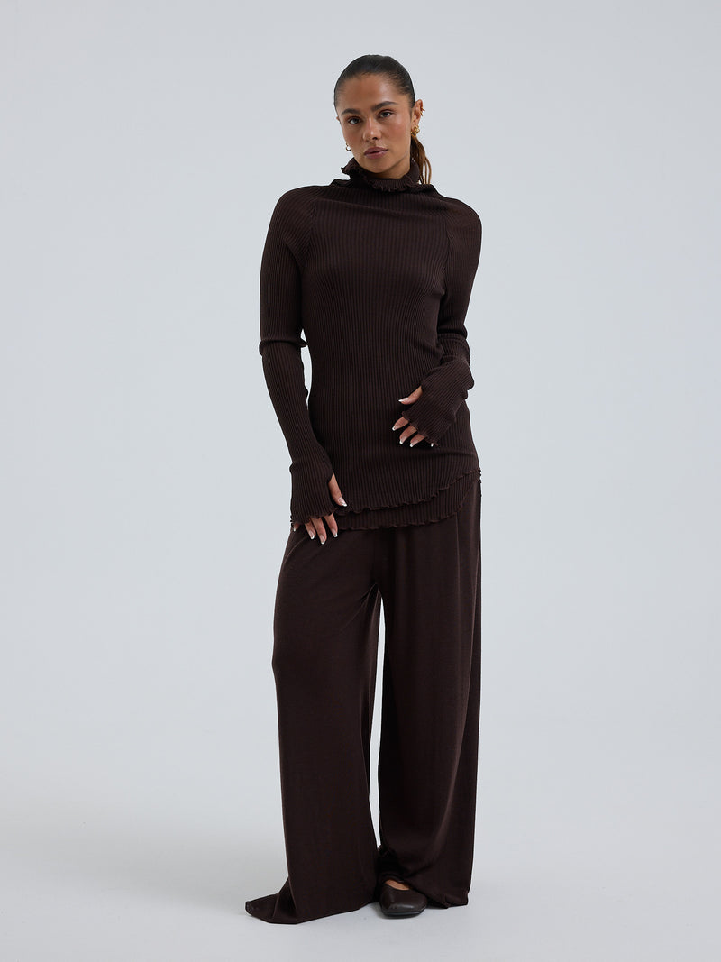 Seamless Basic Fiori | Merinould L/S T-Shirt Dark Brown