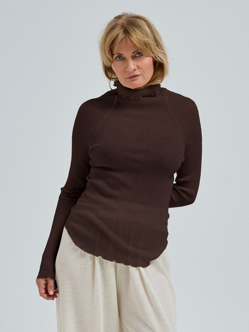 Seamless Basic Fiori | Merinould L/S T-Shirt Dark Brown
