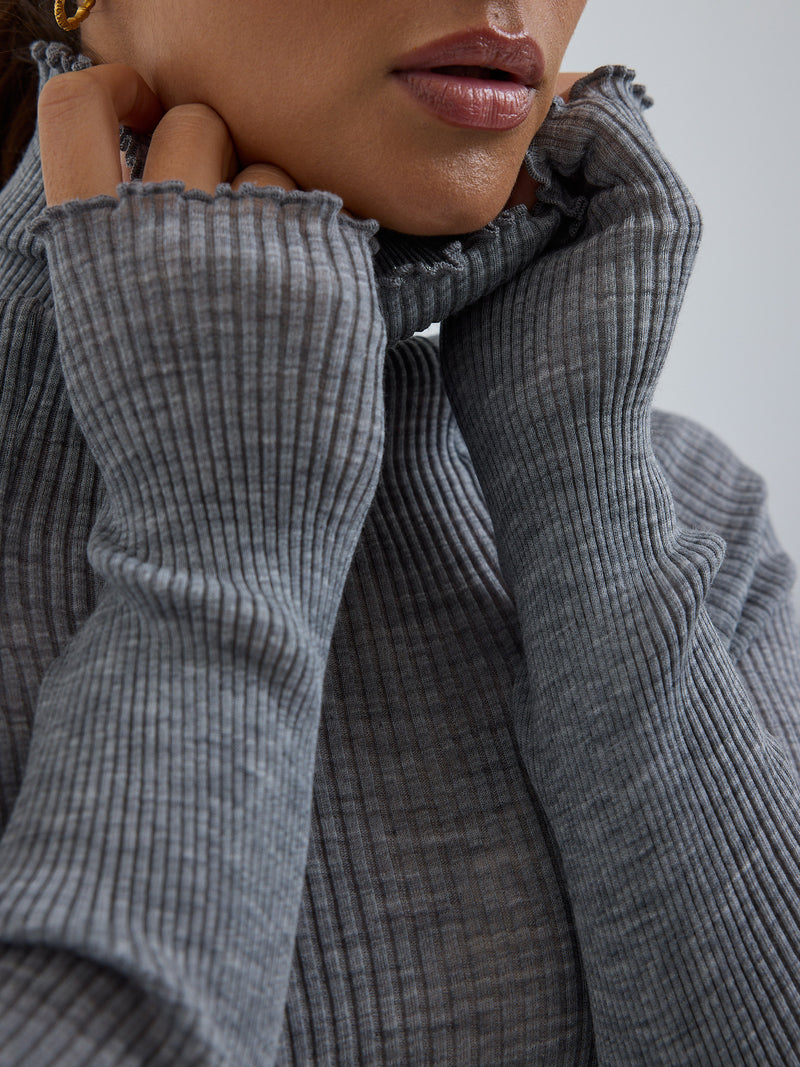 Seamless Basic Fiori | Merinould L/S T-Shirt Gråmelange