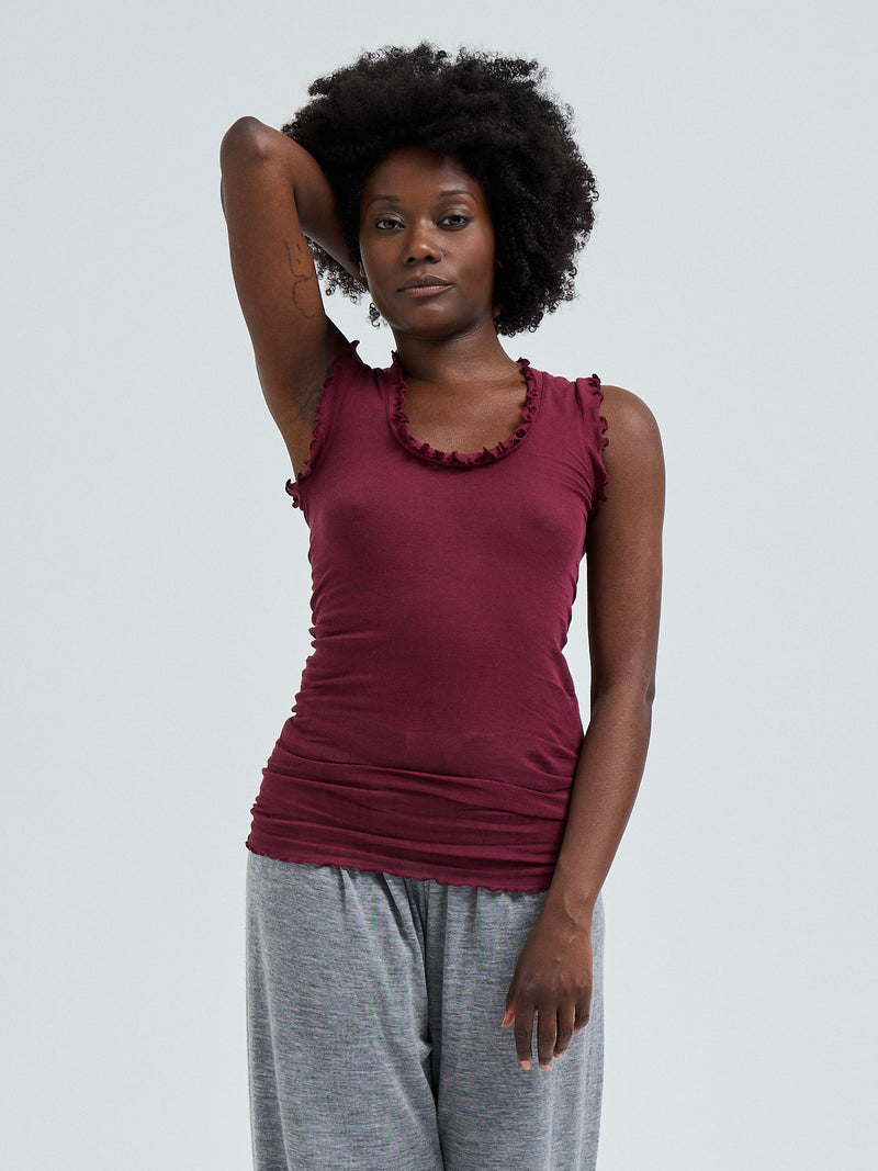 Seamless Basic Flounce | Bomuld Tanktop Burgundy
