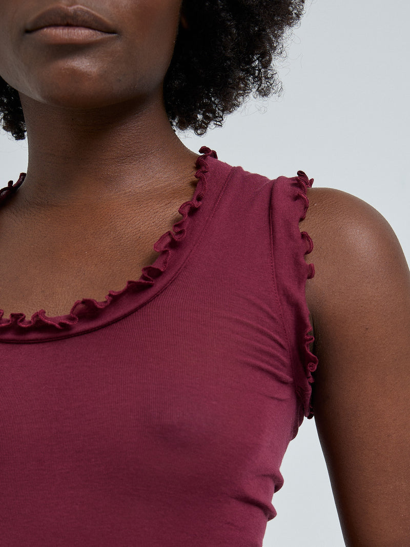 Seamless Basic Flounce | Bomuld Tanktop Burgundy