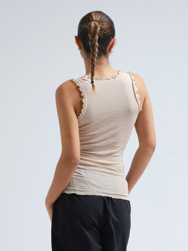 Seamless Basic Flounce | Bomuld Tanktop Dark sand