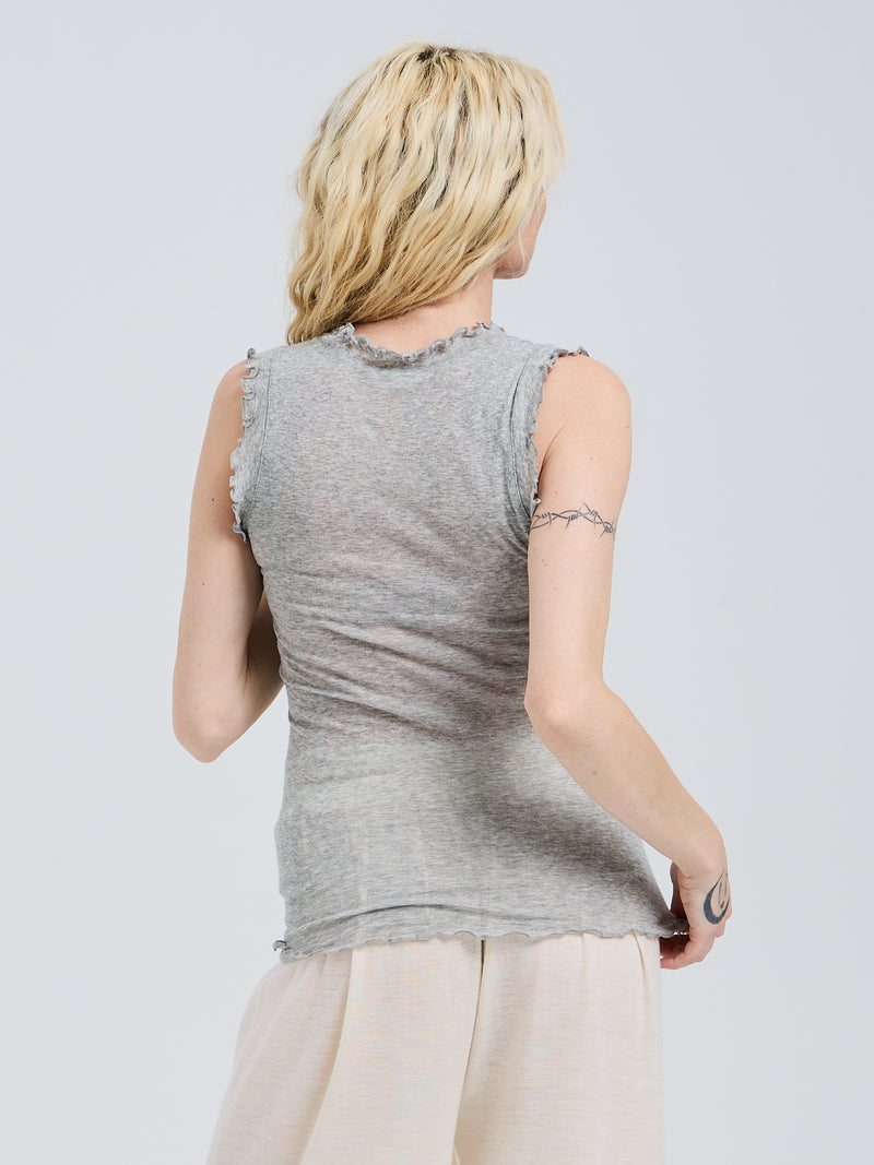 Seamless Basic Flounce | Bomuld Tanktop Gråmelange