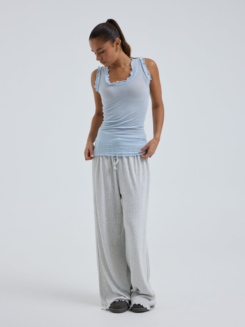 Seamless Basic Flounce | Bomuld Tanktop Hazy Sky