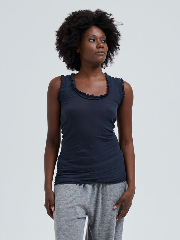 Seamless Basic Flounce | Bomuld Tanktop Midnight