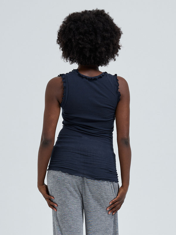 Seamless Basic Flounce | Bomuld Tanktop Midnight