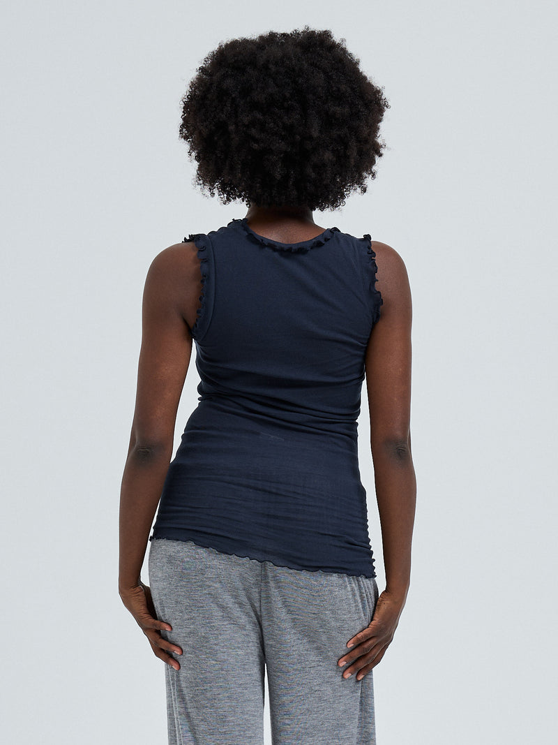 Seamless Basic Flounce | Bomuld Tanktop Midnight