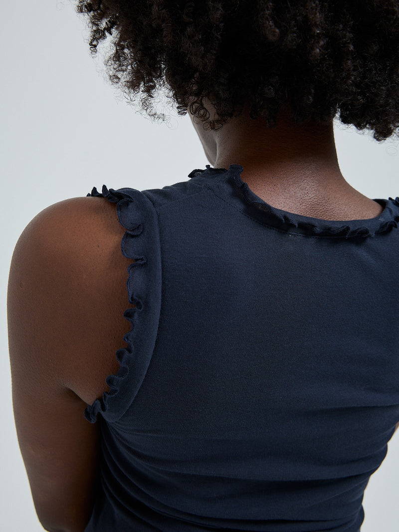 Seamless Basic Flounce | Bomuld Tanktop Midnight