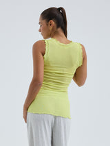 Seamless Basic Flounce | Bomuld Tanktop Neon Yellow