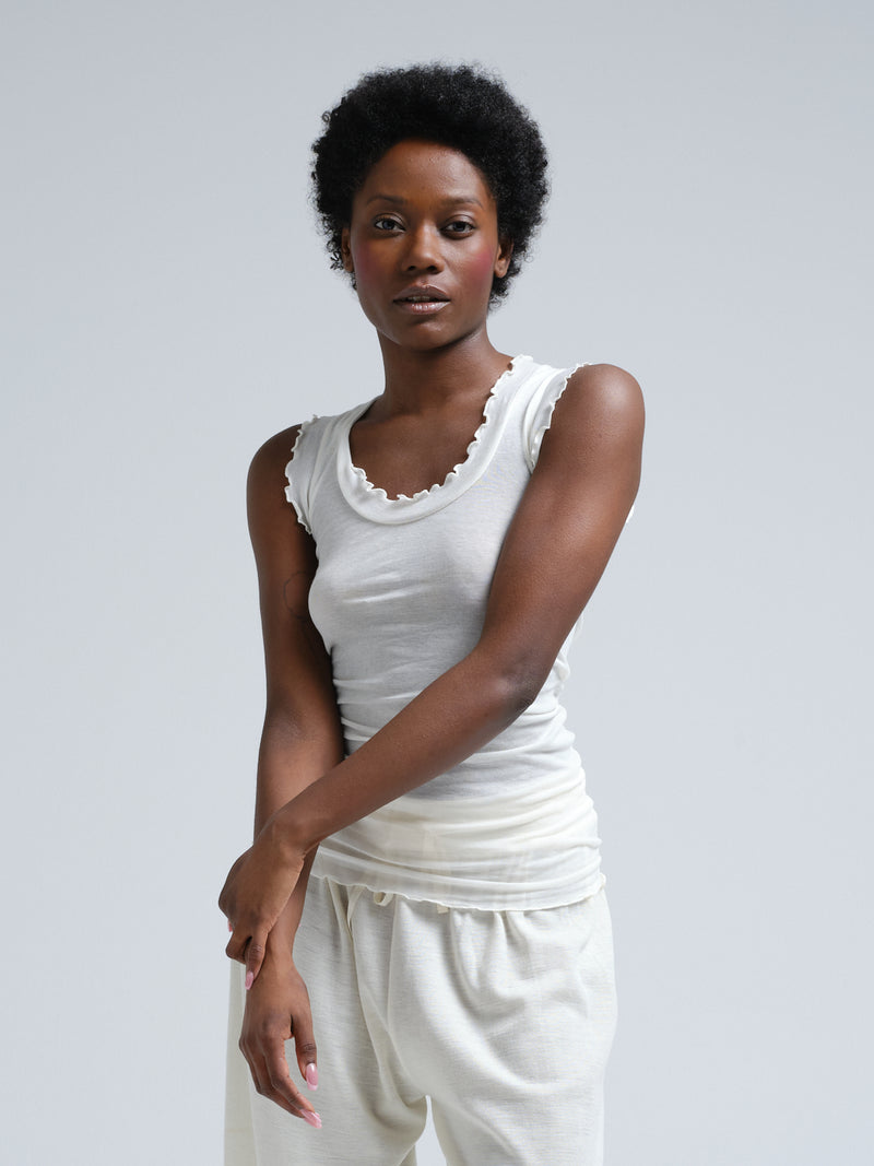 Seamless Basic Flounce | Bomuld Tanktop Off-white