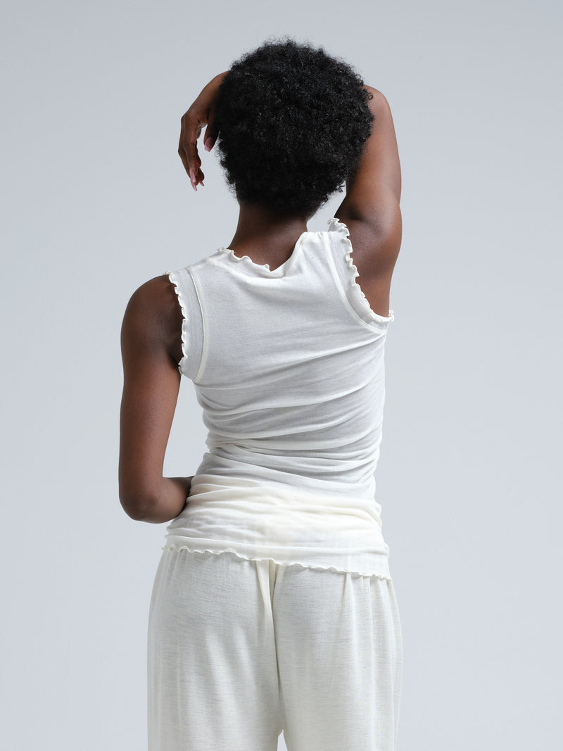 Seamless Basic Flounce | Bomuld Tanktop Off-white