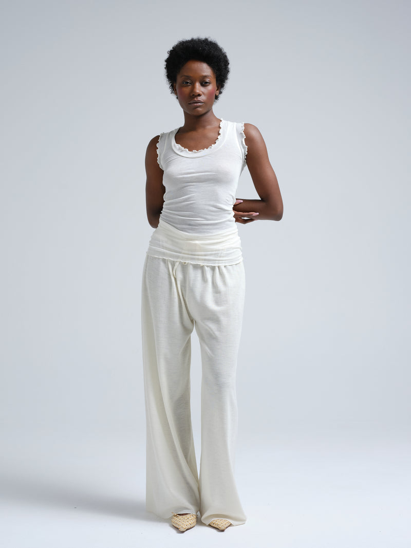 Seamless Basic Flounce | Bomuld Tanktop Off-white