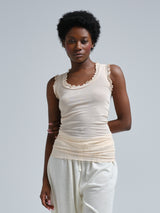 Seamless Basic Flounce | Bomuld Tanktop Rosa Beige