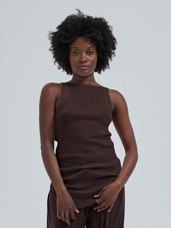 Seamless Basic Fresco | Merinould Stroptop Dark Brown