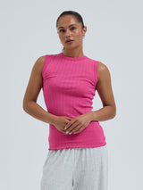 Seamless Basic Jacquard Crush | Bomuld Tanktop Berry Pink