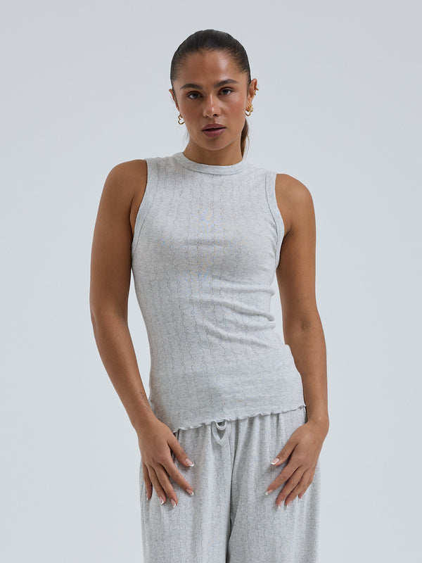 Seamless Basic Jacquard Crush | Bomuld Tanktop Lt grey melange
