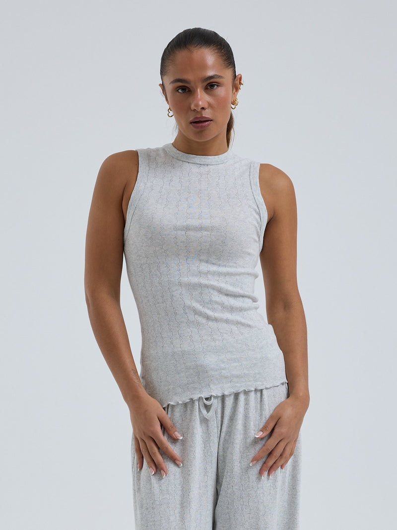 Seamless Basic Jacquard Crush | Bomuld Tanktop Lt grey melange