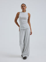 Seamless Basic Jacquard Crush | Bomuld Tanktop Lt grey melange