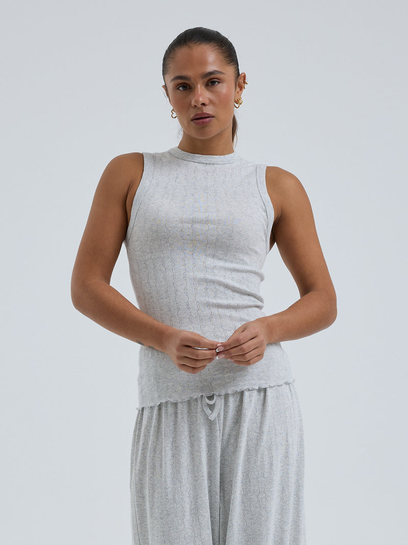 Seamless Basic Jacquard Crush | Bomuld Tanktop Lt grey melange