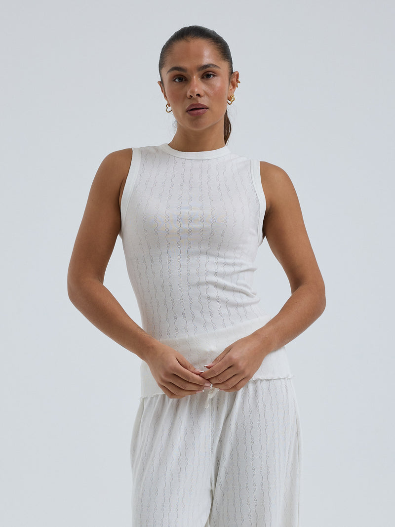Seamless Basic Jacquard Crush | Bomuld Tanktop Off-white
