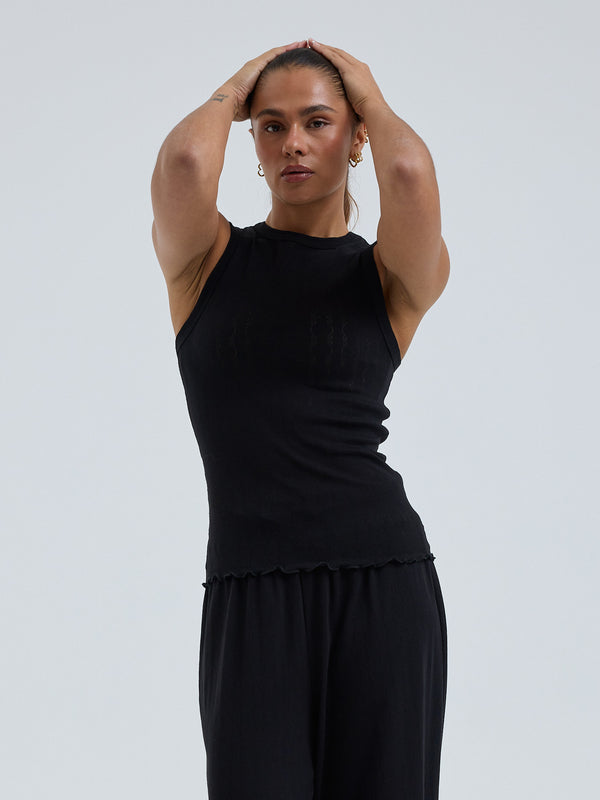 Seamless Basic Jacquard Crush | Bomuld Tanktop Sort