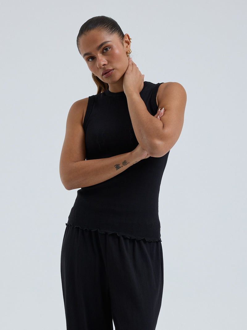 Seamless Basic Jacquard Crush | Bomuld Tanktop Sort