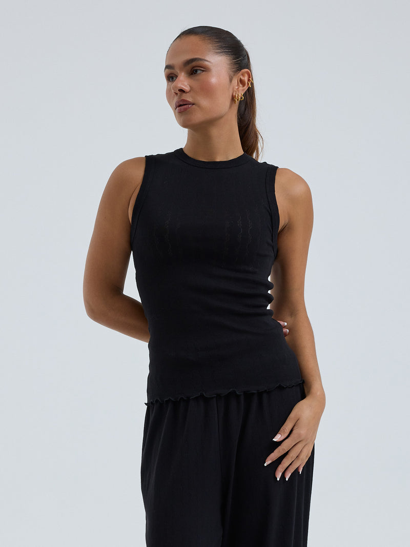 Seamless Basic Jacquard Crush | Bomuld Tanktop Sort