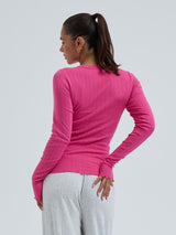 Seamless Basic Jacquard Fiore | Bomuld L/S T-Shirt Berry Pink