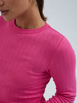Seamless Basic Jacquard Fiore | Bomuld L/S T-Shirt Berry Pink