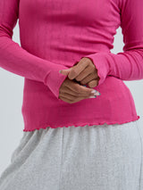 Seamless Basic Jacquard Fiore | Bomuld L/S T-Shirt Berry Pink