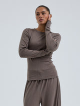 Seamless Basic Jacquard Fiore | Bomuld L/S T-Shirt Fungi