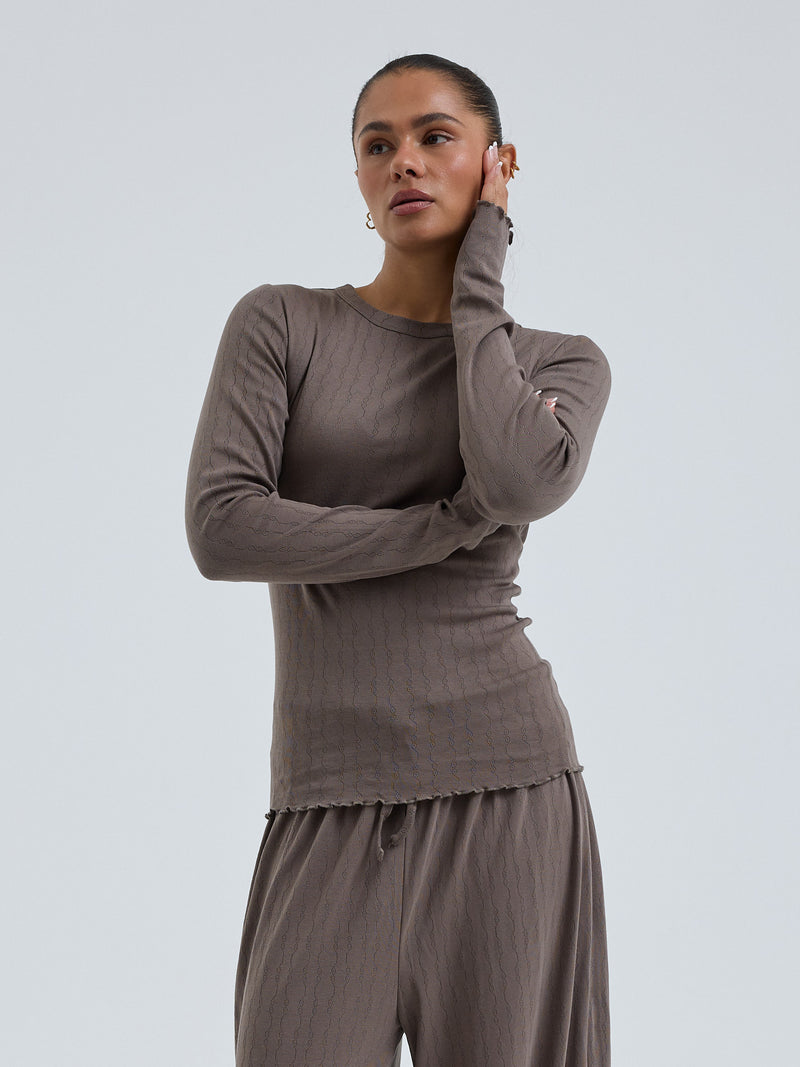 Seamless Basic Jacquard Fiore | Bomuld L/S T-Shirt Fungi