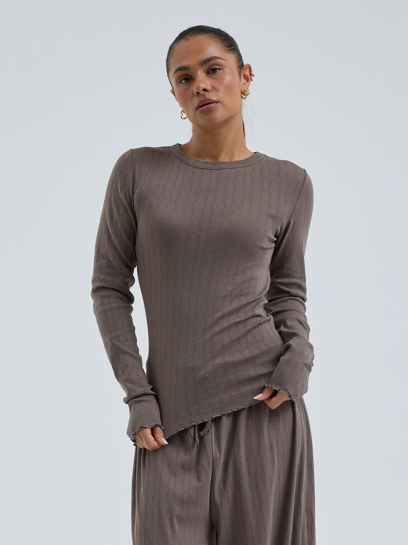 Seamless Basic Jacquard Fiore | Bomuld L/S T-Shirt Fungi