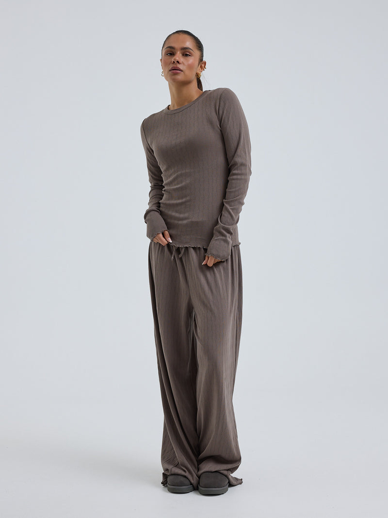 Seamless Basic Jacquard Fiore | Bomuld L/S T-Shirt Fungi