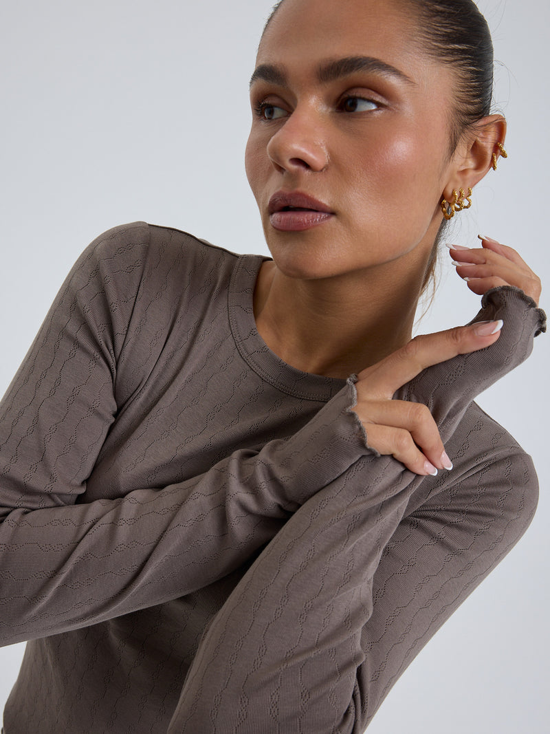 Seamless Basic Jacquard Fiore | Bomuld L/S T-Shirt Fungi