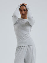 Seamless Basic Jacquard Fiore | Bomuld L/S T-Shirt Lt grey melange