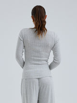 Seamless Basic Jacquard Fiore | Bomuld L/S T-Shirt Lt grey melange