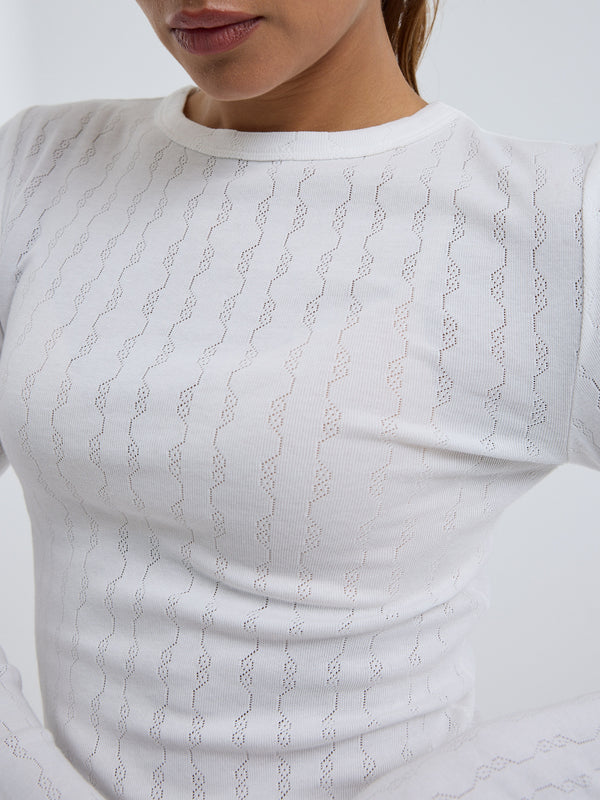 Seamless Basic Jacquard Fiore | Bomuld L/S T-Shirt Off-white