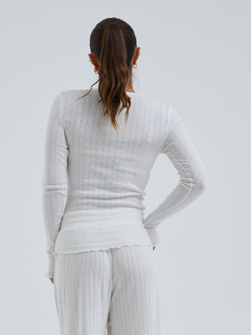 Seamless Basic Jacquard Fiore | Bomuld L/S T-Shirt Off-white