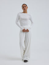 Seamless Basic Jacquard Fiore | Bomuld L/S T-Shirt Off-white