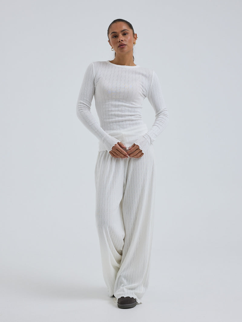 Seamless Basic Jacquard Fiore | Bomuld L/S T-Shirt Off-white