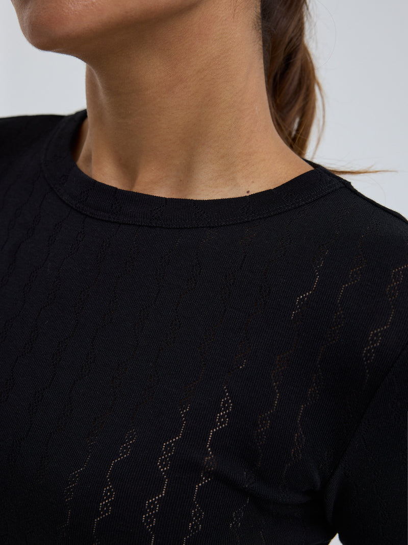 Seamless Basic Jacquard Fiore | Bomuld L/S T-Shirt Sort